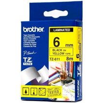 Brother TZE-611 laminált P-Touch szalag (6mm) Black on Yellow - 8m Brother TZE-611 laminált P-Touch szalag (6mm) Black on Yellow - 8m