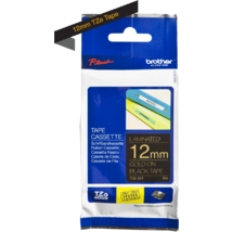 Brother TZE-334 laminált nyomtatószalag (12mm) Gold on Black - 8m Brother TZE-334 laminált nyomtatószalag (12mm) Gold on Black - 8m