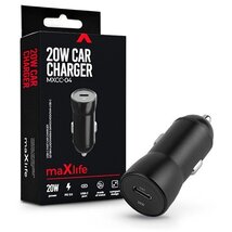 Maxlife TF-0165 Type C 20W PD3.0 fekete szivargyújtós gyorstöltő adapter