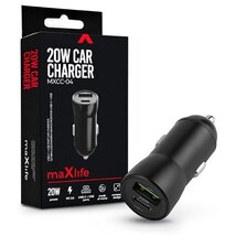 Maxlife TF-0166 USB/Type C 20W PD3.0 QC3.0 fekete szivargyújtós gyorstöltő adapter Maxlife TF-0166 USB/Type C 20W PD3.0 QC3.0 fekete szivargyújtós gyorstöltő adapter