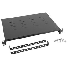 Lanberg AK-1004-B 19" 1U MÉLY:300mm MAX:25kg fix fekete polc 4 ponton rögzített csavarral