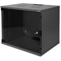 DIGITUS 19" 460x540x400 9U lapraszerelt üvegajtós fekete fali rack szekrény DIGITUS 19" 460x540x400 9U lapraszerelt üvegajtós fekete fali rack szekrény