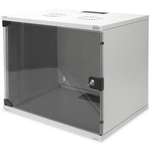 DIGITUS 19" 460x540x400 9U lapraszerelt üvegajtós szürke fali rack szekrény DIGITUS 19" 460x540x400 9U lapraszerelt üvegajtós szürke fali rack szekrény