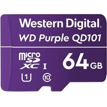 Western Digital MicroSD kártya - 64GB (microSDHC™, SDA 6.0, 24/7 működtetés, Purple)