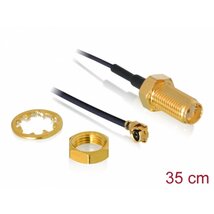 Delock Antenna kábel SMA anya válaszfali csatlakozóval apa MHF® I -dugó 1.37 35 cm menethossz 10 mm Delock Antenna kábel SMA anya válaszfali csatlakozóval apa MHF® I -dugó 1.37 35 cm menethossz 10 mm