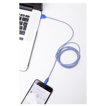 Kikkerland US113-BL-EU textilborítású Lightning kék-fehér kábel