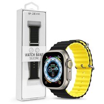 Devia ST381607 Apple Watch 38/40/41mm fekete/sárga szilikon sport szíj