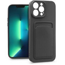 Haffner PT-6743 iPhone 13 Pro fekete szilikon hátlap kártyatartóval Haffner PT-6743 iPhone 13 Pro fekete szilikon hátlap kártyatartóval