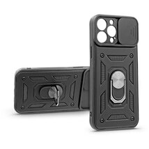 Haffner PT-6757 iPhone 13 Pro Max ütésálló fekete műanyag hátlap gyűrűvel és kameravédővel Haffner PT-6757 iPhone 13 Pro Max ütésálló fekete műanyag hátlap gyűrűvel és kameravédővel