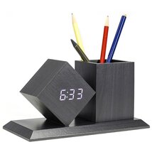 TOO PHC-330-B fekete digitális óra írószertartóval