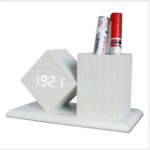 TOO PHC-330-W fehér digitális óra írószertartóval