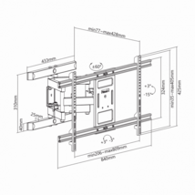 SBOX PLB-61486 fali konzol, dönthető, forgatható, 43"-90", 800x400, max 60 kg
