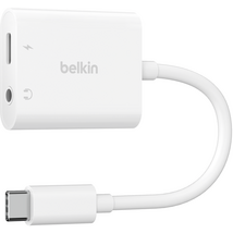 Belkin RockStar 3.5mm Audio + USB-C Charge Adapter White