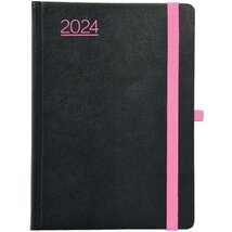 Kalendart Nero 2024-es N021 A5 napi beosztású fekete/pink határidőnapló Kalendart Nero 2024-es N021 A5 napi beosztású fekete/pink határidőnapló