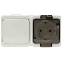 Anco 321350 Junior falon kívüli IP44 vízszintes fehér kapcsoló + dugalj Anco 321350 Junior falon kívüli IP44 vízszintes fehér kapcsoló + dugalj