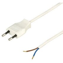 Anco 321393 H03VV-H2-F 2x0,75mm2 1,9m fehér vezeték euro dugóval