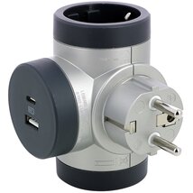 Legrand 694524 kettős USB-A + USB-C alumínium forgatható 2P+F elosztódugó