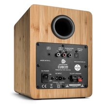 WaveMaster Hangszóró 2.0 - CUBE MINI NEO Bamboo (36W RMS, Bluetooth, 3,5mm jack, RCA, Toslink, Távírányító, Bambusz)