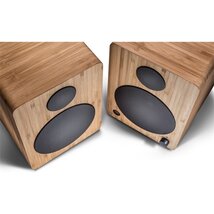 WaveMaster Hangszóró 2.0 - CUBE MINI NEO Bamboo (36W RMS, Bluetooth, 3,5mm jack, RCA, Toslink, Távírányító, Bambusz)