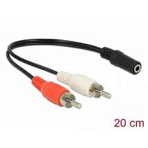 DELOCK kábel Audio 2x RCA male > 1x 3.5mm 3 pin Stereo jack 20cm DELOCK kábel Audio 2x RCA male > 1x 3.5mm 3 pin Stereo jack 20cm