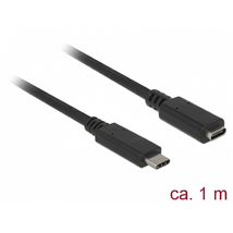DELOCK kábel USB 3.1 Gen 1 Type-C male/female hosszabbító, 3A, 1m, fekete DELOCK kábel USB 3.1 Gen 1 Type-C male/female hosszabbító, 3A, 1m, fekete
