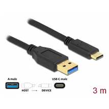 DELOCK kábel USB 3.2 Gen 2 Type-A > USB Type-C 3m