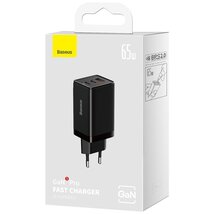 Baseus GaN5 Pro CCGP120201, 2xUSB-C, 1xUSB-A, 65W, EU, fekete, (USB-C kábel 5A, 1m) gyorstöltő Baseus GaN5 Pro CCGP120201, 2xUSB-C, 1xUSB-A, 65W, EU, fekete, (USB-C kábel 5A, 1m) gyorstöltő