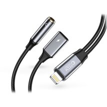Tech-Protect TP607376 Lightning - 3,5 mm jack + Lightning fekete/szürke adapter