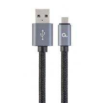 Gembird Cotton braided Micro-USB cable with metal connectors 1,8m Gold