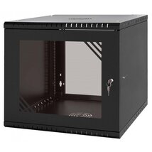 Stalflex RC19-9U-600GB 19" 9U 600 mm mély lapraszerelt fekete üveg ajtós fali rack szekrény Stalflex RC19-9U-600GB 19" 9U 600 mm mély lapraszerelt fekete üveg ajtós fali rack szekrény